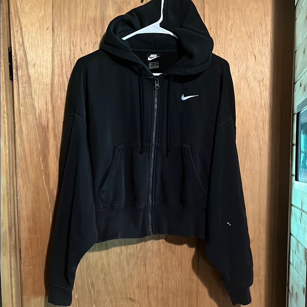 Nike Black Cropped Oversized Hoodie
